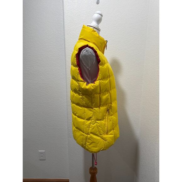 Down Avalon Femme Los Angeles Womens L Puffer Vest Yellow Pink Zip Reversible - Picture 7 of 14